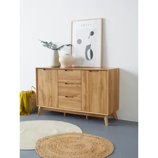Sideboard OTTO HOME "Pandrup", braun (eiche), B:120cm H:75cm T:40cm, Dekorfolie, Hartfaserplatte, MDF, Sideboards, Sideboard