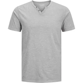 JACK & JONES T-Shirt Split mit Neck in Ultimate Grey-XXL