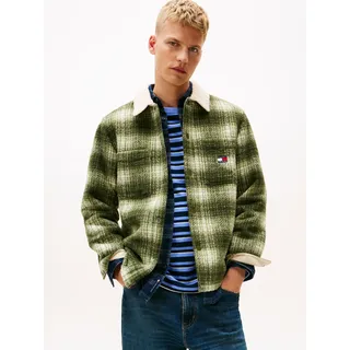 Tommy Hilfiger Tommy Jeans Karohemd »CHECK TEDDY OVERSHIRT« Overshirt Jacke Holzfäller kRegular fit mit Rundhalsausschnitt