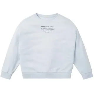 Tom Tailor 1030669 Oversize Foil Print Sweatshirt - Light Metal Blue - 140 cm