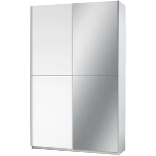 SchlafKONTOR Schwebetürenschrank Heimo/Fast 125 x 195,5 x 38 cm Weiß