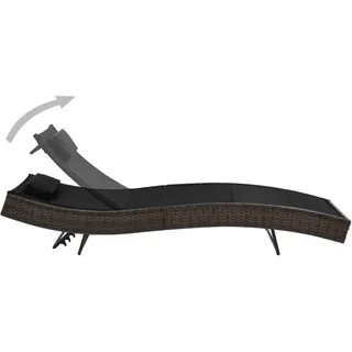 vidaXL Sonnenliege mit Kissen Poly Rattan Braun - Braun