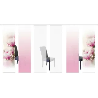Flächenvorhang Magnene, 6-Tlg. , Rosa , Textil , Blume , 6x60x245 cm , mit Paneelwagen, Seidenoptik , Heimtextilien, Vorhänge, Flächenvorhänge