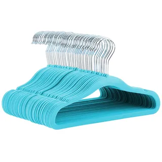 Amazon Basics Kinder-Kleiderbügel aus Samt, Rutschfest, für Säuglinge und Kleinkinder, 29,5cm (für Babykleidung), 50er-Pack, Blau