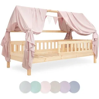 Ehrenkind® Kinderzimmer-Deko-Set: Betthimmel & Wimpelkette für magische Momente | Oeko-TEX Zertifiziert | Kinderzimmer Deko | Betthimmel Kinderzimmer, 90x200 Rosé