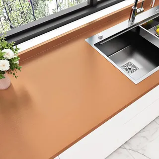 Yullpaper Klebefolie Küche Tisch Rose Gold Metall Stil Abwaschbare Tapete | Küchenfolie Arbeitsplatte Möbelfolie Selbstklebend Luxus Tapeten Wohnzimmer Rose Gold Folie Für Küchenschränke 40 x 300cm