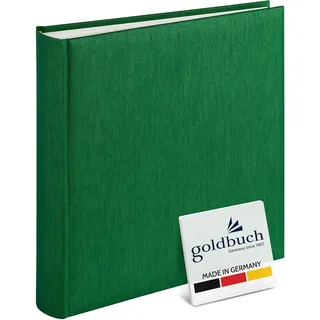 Goldbuch 31806 Fotoalbum Summertime Trend, 30 x 31 cm, Fotobuch mit 100 weiße Seiten & Pergamin Trennblättern, Foto Album aus Leinen, Erinnerungsalbum, Dunkelgrün