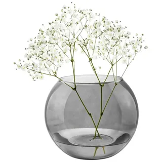 Trend For Home Kugelvase Glas Ø 19cm H: 15,5cm Pflanzenterrarium Grauglas, Tischvase für Hochzeit Wohnzimmer Tulpen Rose, Deko Grau Blumenvase Hydrokulturvase, Olivia