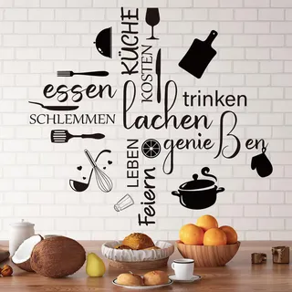 Wandtattoo Küche Sprüche,Wandtattoo Küche Deko Selbstklebend,Wandsticker Schlafzimmer Wandaufkleber Sprüche Esszimmer Wanddeko (Küche)