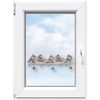 Stickereien Plauen Scheibengardine »Weihnachtsmann«, (1 St.), Fensterdekoration "Weihnachtsmann" Stickereien Plauen rot/beige 19 cm