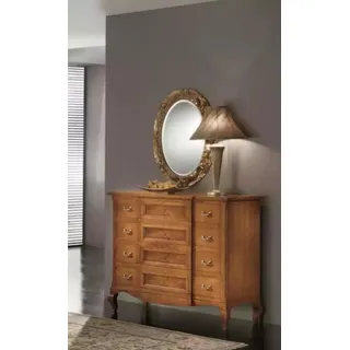 Schlafzimmer Kommode mit Spiegel Luxus Modern Möbel Set 2tlg Holz Neu - Braun