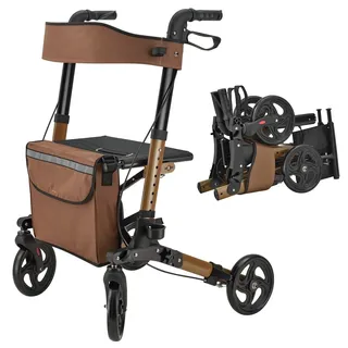 Juskys Rollator Vital mit Sitz Braun