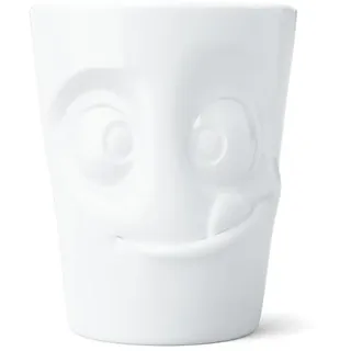 FIFTYEIGHT PRODUCTS / Henkelbecher „Lecker (Porzellan, 350 ml, Weiß, Made in Germany)