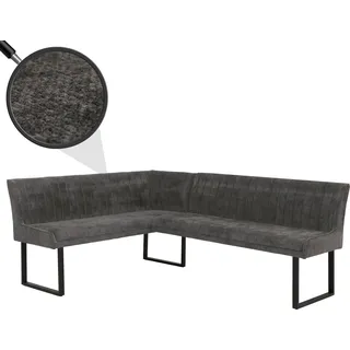 Eckbank HWC-O82, Esszimmerbank Bank,  (310g/m2) Chenille Stoff/Textil Metall 159x210cm  dunkelgrau - Grau