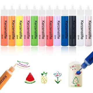 Scentoria 12 Stück Wachsstifte für Kerzen, Kerzen Bemalen Set Bunt 30 ml, Wachsstifte für Kerzen, Kerzenstifte, Candle Pen für Kerzen Verzieren, Kerzen Bemalen, Tassen Bemalen, Keramik Bemalen set