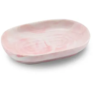 YoHyien Seifenschale Keramik, Anti-Rutsch Seifenschale Marmor, Seifenablage Waschbecken, Seifenhalter, Seifenteller für Badezimmer, Dusche und Küche (Rosa)