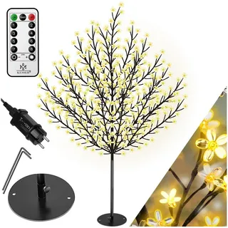 Kesser KESSER® Kirschblütenbaum mit Fernbedienung Lichterbaum Indoor Outdoor Metallfuß Stabil Weihnachten Beleuchtung Leuchtbaum Warmweiß 180cm