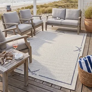 Sansibar Nordsee Beach SA-035 Outdoor-Teppich 200 x 290 cm Beige/Creme