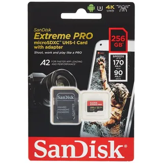 Extreme Pro microSDXC UHS-I U3 V30 A2 256 GB + SD-Adapter