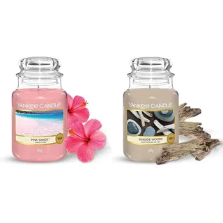 Yankee Candle Duftkerze im Glas (Große Kerze im Glas) | Pink Sands & Seaside Woods | Brenndauer bis zu 150 Stunden | Zitrusfrüchte, Blumen, Vanille & Nautisch