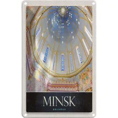 Blechschild 20x30 cm - Minsk Belarus Kirche Jesus Christus