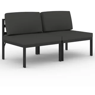 Gartensofa 2-Sitzer mit Kissen Aluminium Anthrazit - Grau