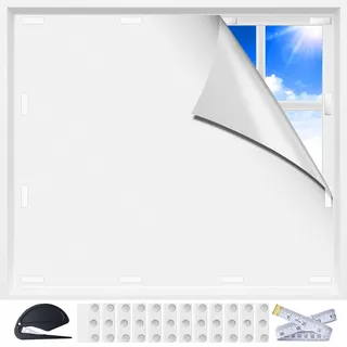 Fenster Verdunkelung Magnetisch, Verdunklungsrollo ohne Bohren, Innen Sonnenschutz Rollo Verdunkelung Abnehmbar für Dachfenster Schräges Fenster, Reise, Mietwohnung,100X145cm, Weiß