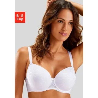 LASCANA Schalen-BH "Chiara" mit graphischem Netz-Muster, Dessous – ideal für große Größen, weiß