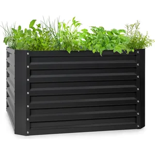 Blumfeldt Hochbeet, Großes Hochbeet aus Metall, Schmales Hochbeet zum Selber Bauen, Wetterfestes Hochbeet für Garten &Terrasse, Rostfreies Gartenbeet Outdoor, Schneckenschutz Hochbeet, 600 Liter - Grau