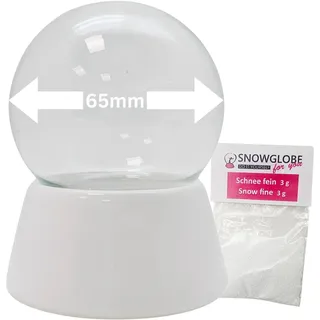 Do it Yourself DIY Schneekugel m. 1 x Schnee | Bastelset mit Glaskugel und Porzellansockel | Schüttelkugel individuell selbermachen | Breite: 65mm, Höhe 85mm | 40002 (65mm breit)