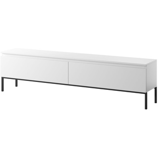 Selsey TV Schrank Board Sideboard Fernsehtisch Fernsehschrank Mit Schränken 175 cm Schwarze Beine Weiß Bemmi