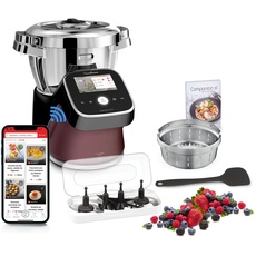 Moulinex i-Companion Touch Pro Multifunktions-Kochmaschine, Küchenmaschine, 18 automatische Modi, integrierte Waage, Touchscreen, exklusive Anwendung, hergestellt in Frankreich HF93E610, Schwarz