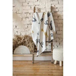 Kaiser Animal Organic Babydecke Strick 100% Bio Baumwolle (KBA) atmungsaktive Babydecke Ganzjährig Neugeborene Kinderwagendecke Babyschalendecke Fb. Natural Combo 65220