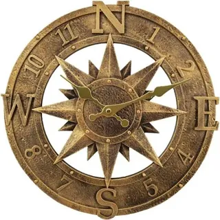 Outdoor Wanduhr - wasserdicht - für Garten und Wohnzimmer - 30 cm - Bronze - industrieller Design - Bronze