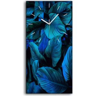 Küche Wohnzimmer Wand Leinwand Uhr 30x60 Gemälde Blüten Blätter Pflanze - weiße Hände - Lila