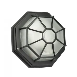 Licht-Erlebnisse Rustikale Deckenleuchte Außen IP43 Aluminium Glas Schwarz