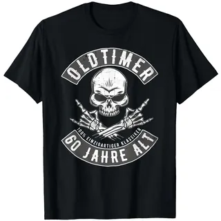 60 Geburtstag Oldtimer Biker Motorrad-Fahrer 60er 60 Jahre T-Shirt, Herren, Schwarz, XXL