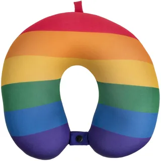 MIJOMA Reisekissen Nackenkissen mit Micropellets, 28x28 cm - Weich, Komfortabel, Multifunktional - Ideal für Reisen und Entspannung - Schickes Design, Praktischer Druckknopfverschluss (Regenbogen)