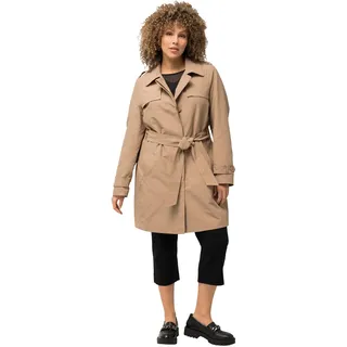 Ulla Popken, Damen, große Größen, Trenchcoat, A-Linie, Hemdkragen, Bindegürtel