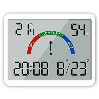 Colexy Digitaler Wecker, Kleine LCD-Display mit Temperatur & Luftfeuchtigkeit, 12/24 Std. & °C/°F, Magnetisch, Batteriebetriebene Tischuhr für Zuhause, Büro, Schule und Reisen (Weiß1)