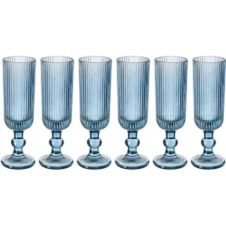 Arte Regal | Sektglas - Champagnerglas - Glas für Champagner - 160ml - aus Glas - blau - Weinglas - geriffelt - Transparent, Blau
