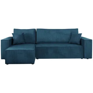 Mirjan24 Ecksofa Karl Cord , Blau , Kunststoff , L-Form,L-Form , 244x145 cm , Wohnzimmer, Sofas & Couches, Wohnlandschaften, Ecksofas