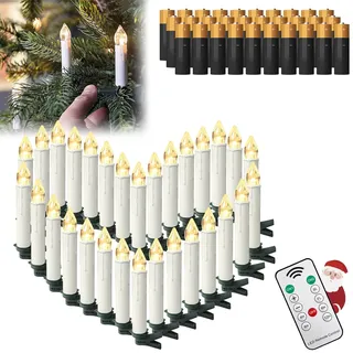 HENGMEI LED kerzen, 30pcs Batterie enthalten Flameless kerzen mit timerfunktion, flackernde Weihnachtskerzen mit Fernbedienung für Hochzeit, Weihnachtsdeko, Geburtstag Party, warm weiß