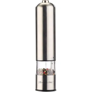 Rosenstein & Söhne Elektrische Salzmühle: Elektrische Salz- / Pfeffermühle mit Keramik-Mahlwerk, Licht, 22,5 cm (Gewürzmühle mit Licht, Pfeffermühle Salzmühle, Elektrischer)