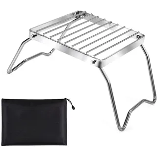 16 x 16 cm Tragbarer Lagerfeuergrill Edelstahl Klappbarer Grillgitter mit Tragetasche Faltbarer Lagerfeuer Grill für Camping Trekking Garten und Outdoor Grill-Spaß
