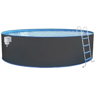 Steinbach Stahlwandpool Set Nuovo Ø 550 x 120 cm grau inkl. Skimmer und Poolleiter