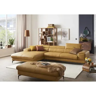 W.Schillig Ecksofa »piedroo, Designsofa mit tollem Sitzkomfort, bequem und elegant, L-Form« Kopfteilverstellung, wahlweise mit Sitztiefenverstellung, Breite 343cm, gelb