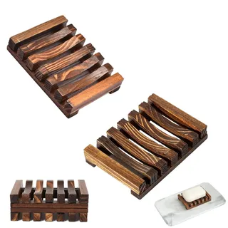 2Stk Seifenschale Holz,Seifenhalter,Seifenablage Waschbecken,Seifenschalen,Soap Holder Dish,Seifenunterlage,Umweltfreundliche Natürlichem Holz Dusche Seifen Halter,Seifenteller für Badezimmer Lagerung