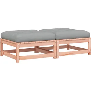 vidaXL Gartenhocker mit Kissen 2 Stk. Massivholz Douglasie - Grau