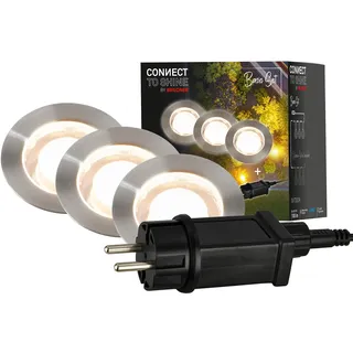 Briloner LED Außen-Bodenstrahler Connect to Shine 3er Starterset 10W warmweiß